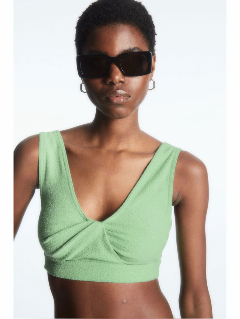 COS Bouclé Bra Top in Green